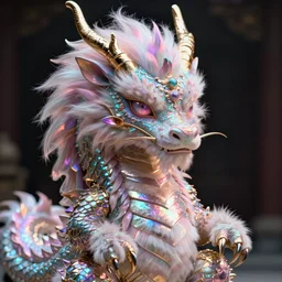 furry fluffy iridescent dragon, by greg rutkowski, trending on artstation, detailed, intricate, elegant arms claws cinematic, 4 k, dramatic lighting