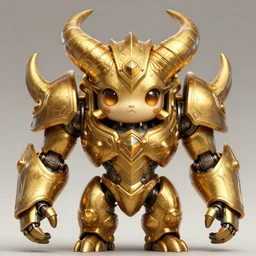 a highly detailed illustration of gentle mighty colossal golden horned mechanical titan, with cute doting eyes, intricate, elegant, highly detailed, centered, digital painting, artstation, concept art, smooth, sharp focus, league of legends concept art, wlop.
