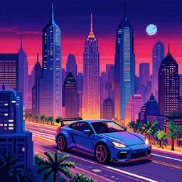 blade runner city, pixel art. very detailed 1 6 bit