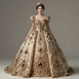 beautiful woman portrait, full shot, ornated, intricate detailed gown, art station inspired octane render 3 d