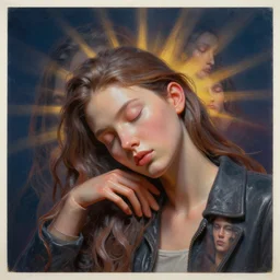 3 d, close - up, sleepy fashion model, plastic, deep night, sun rays, poster art, intricate oil painting, high detail, figurative art, multiple exposure, poster art, 3 d, by stanley kubrick and tooth wu and wlop and beeple