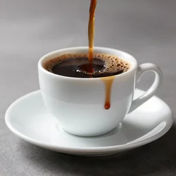 cup of coffee with some coffee dripping down the side, professional photo