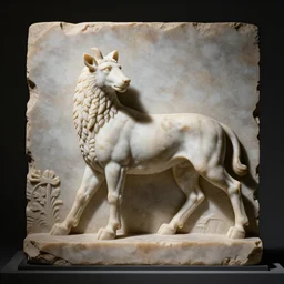 marble carving of romulus and remus, studio lighting