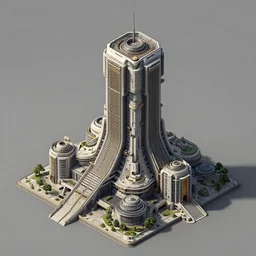 building. sci-fi building. isometric view, concept art, Unreal Engine, ultra detail, 8K, 3D, Greg Rutkowski
