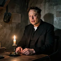 Elon musk in the basement with a candlestick