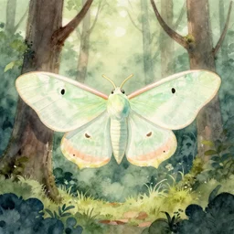 moth forest, high quality watercolors, award winning, trending on artstation