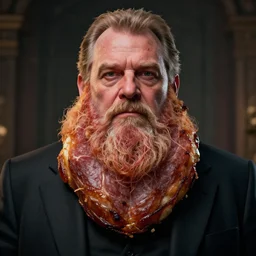 hyperrealistic dslr film still of a info wars alex jones disguised as ( ( baked ham ) ), stunning 8 k octane comprehensive 3 d render, inspired by istvan sandorfi & greg rutkowski & unreal engine, perfect symmetry, dim volumetric cinematic lighting, extremely hyper - detailed, extremely lifelike attributes & texture, intricate, masterpiece, artstation, stunning