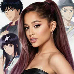ariana grande | | fine detail!! anime!! realistic shaded lighting!! poster by ilya kuvshinov katsuhiro otomo, magali villeneuve, artgerm, jeremy lipkin and michael garmash and rob rey, enjoy herself, blue sky as the background