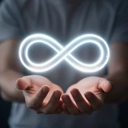 a floating glowing infinity in someone's hands