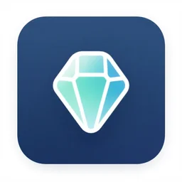 gradient ios app icon of a single small gem, flat design, modern, grainy, neumorphism