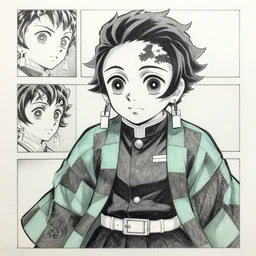 a very detailed pencil drawing of demon slayer manga panel 4 k, high resolution, still, landscape, hd, dslr, hyper realistic, manga, beautiful
