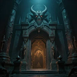 cinematic mid shot artwork of the entrance to the temple of cthulhu, dark ambience, lovecraftian colors, trending on artstation, 4 k, masterpiece