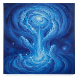 a colorful galactic hell colored falu blue, art by zdzislaw beksinski
