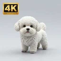 80mm resin detailed miniature of cute fluffy dog, Product Introduction Photos, 4K, Full body, simple background