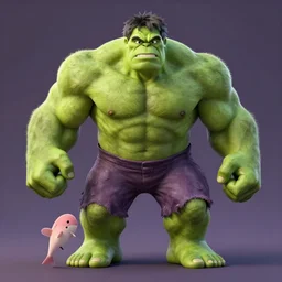 magic karp looking like hulk!, octane render, full shot!, by studio ghibli, pixar, disney.