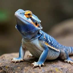 a blue bearded dragon, hq, photorealistic
