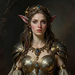 portrait of a beautiful female hybrid atlantean goddess, alien warrior regal, realistic, refined, detailed, digital art, michael cheval, esao andrews, steampunk, walt disney ( 1 9 3 7 ), francois boucher, oil painting, highly detailed, cinematic lighting, unreal engine, 8 k, hd