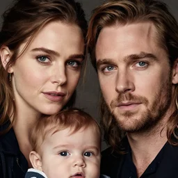 family, colin farrell and emilia clarke with there kid, detailed face, highly detailed, by jeremy mann
