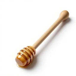 polished honey dipper, commercial catalog photo, isolated on a pure white background, centered, entire object in frame, sharp focus, soft studio lighting