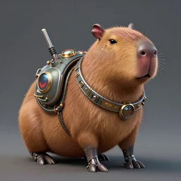 Robotic capybara, dieselpunk, made by Stanley Artgerm Lau, WLOP, Rossdraws, James Jean, Andrei Riabovitchev, Marc Simonetti, Yoshitaka Amano, ArtStation, CGSociety