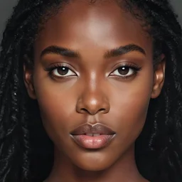 stunning hornet goddess portrait, clear eyes and dark skin. realistic, symmetrical face. art by bowater charlie, mark brooks, julie bell, arian mark, tony sandoval