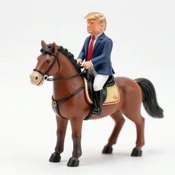 Donald Trump riding an overly miniature horse