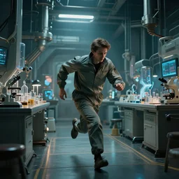 the one who runs the simulation, scifi, laboratory, experiment, 4 k, ultra realistic, epic lighting, thought provoking, high detail, masterpiece