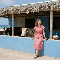 🇦🇼🥥🐄🚷👗 in the style of a 1 9 8 0 tourist photo