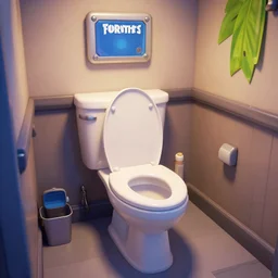 a 4 k photorealistic photo of a fortnite themed toilet.
