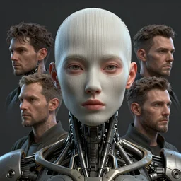 2 0 7 7 prototype exoskeleton portrait with ribbed jshzh face by rutkowsky and charles vess and james jean and erik jones and rhads, inspired by ghost in the shell, 3 d octane render, beautiful fine face features, intricate high details, sharp, ultradetailed, artistic photography