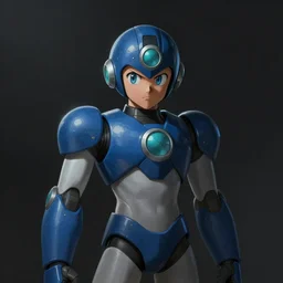 portrait of megaman, medium shot, cinematic lighting, digital painting, concept art, illustration, depressive, ultrarealistic, sharp focus, highly detailed, by luis royo,