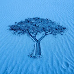 oasis made of blue sand in a desert