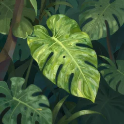 Tropical leafs in jungle, trending on artstation, by Noah Bradley