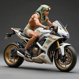 a shredded physique crisp defined futuristic motorcycle decorated with egyptian motifs, trending on artstation, cinematic, octane render, ultrarealistic
