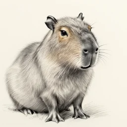 pencil sketch portrait of a capybara