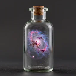 a nebula in a glass bottle