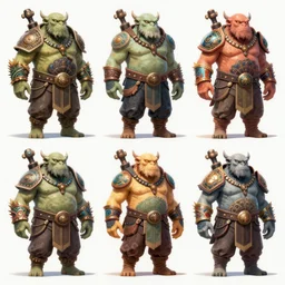 different views of orcs, colourful intricate!! concept art by senior character artist, trending on artstation, full body character design