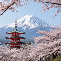 beautiful award winning photo of japan with a cherry blossom tree and mount fuji in the background, 4 k, ultra hd, trending on unsplash