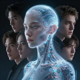 cyborg holographic, translucent, detailed portrait, intricate complexity, by greg rutkowski, artgerm, ross tran, conrad roset, takato yomamoto, ilya kuvshinov. 4 k, beautiful, cinematic dramatic atmosphere