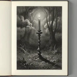 asset sheet, material study ( caricature ) candlestick - maker by mark ryden dark foreboding