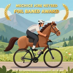 horse on bicycle!, cycling!!, anthropomorphic!!, in the mountains, award winning photo,