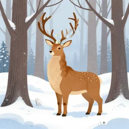 animal spirit ( floral ) in the winter woods. limited palette, western 2 d animation from the 2 0 1 0 s, backlighting, bold composition, depth of field.