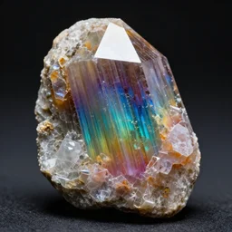 a large tourmaline crystal with rainbow colors