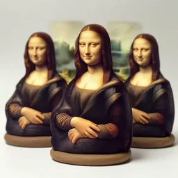 3 d clay model figure, mona lisa