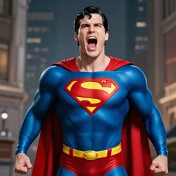 Superman yellingg
