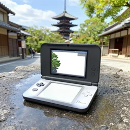 sunny day in kyoto, puddles everywhere, realistic, 3 ds max