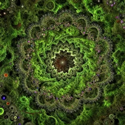 a psychedelic fractal moss universe, fractal, mandelbrot, hyperdetailed depth and contrast