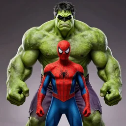 the hulk wearing spiderman's suit and batman's mask
