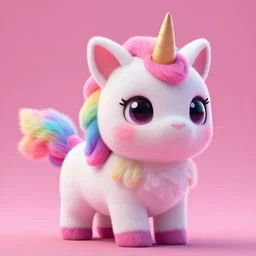 high quality 3 d render hyperrealist very cute multicolor stripped fluffy!, kitty unicorn white and pink, rainbow, big eyes, highly detailed, vray smooth, in the style of detective pikachu, hannah yata charlie immer, dramatic pink light, low angle, uhd 8 k, sharp focus