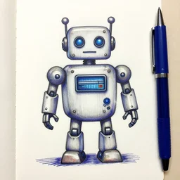a Ballpoint pen art of a robot.